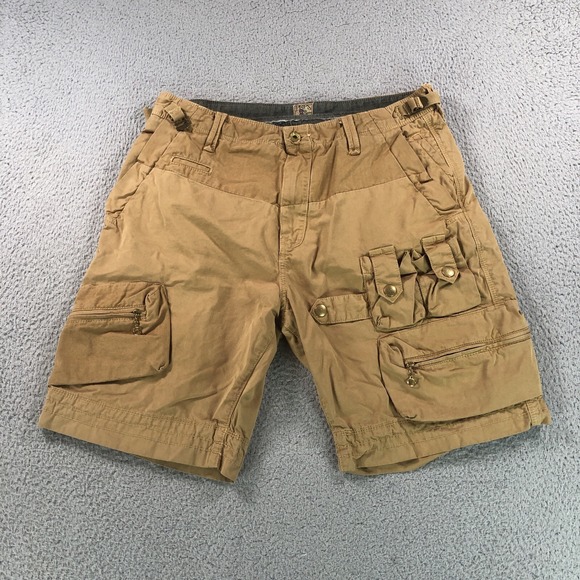 Prps Shorts Mens 32 khaki Cargo Military Paratrooper Ripstop Y2K Pockets Zip - Picture 2 of 14